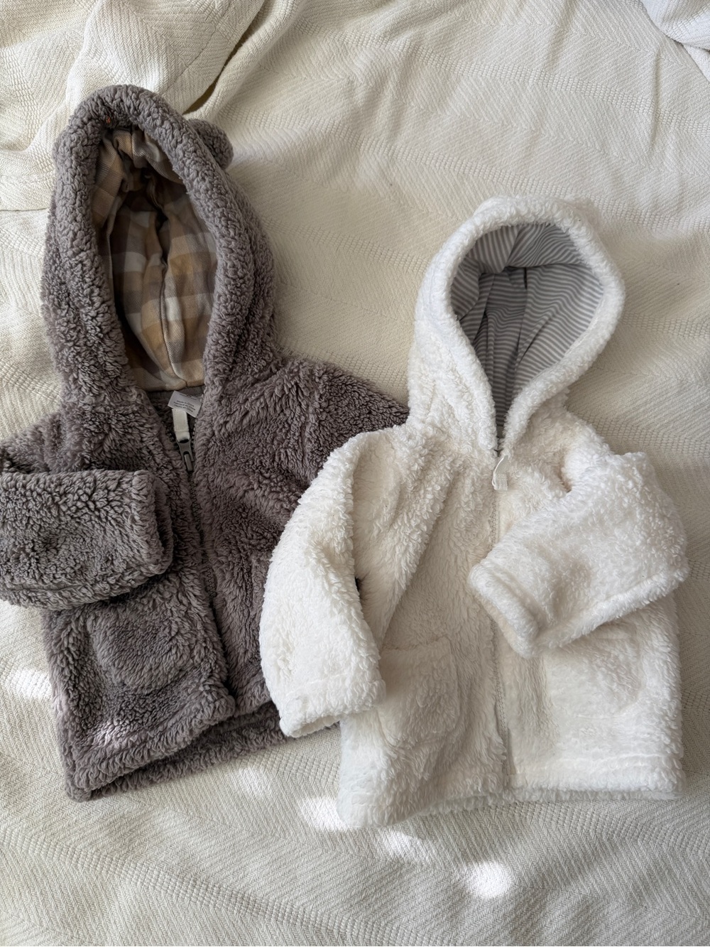 Carter’s Cozy Sherpa Hooded Jacket for Kids — Cream & Gray